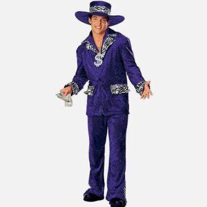 Big Poppa Purple Zebra Mac Daddy Pimp Fancy Dress Up Halloween Adult Costume L